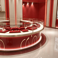 Boutique de bijoux en or rouge et or de luxe, design d'intérieur clé en main