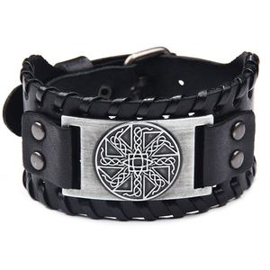 MECYLIFE Viking Jewelry bracciale con cinturino in vera pelle bracciale vichingo Kolovrat bracciale vichingo Heretic - Product Image 1