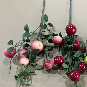 Jardim Decoração Interior Apple Tree Fruits Stem 93 CM Artificial Fruit Ornaments Red Artificial Apple Berry Branch