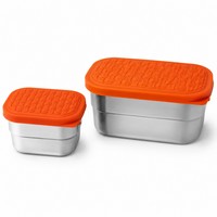 Lonchera Bento de Acero Inoxidable 304 a Prueba de Fugas, Tapa de Silicona, Embalaje Ecológico en Caja de Papel, Apta para Microondas, Apilable