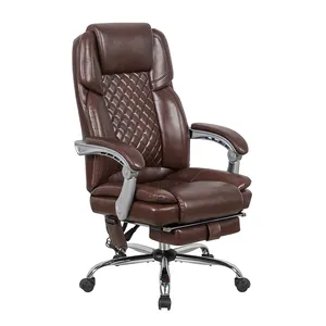 Cadeira de escritório giratória ajustável ergonômica Highback de couro vintage mais barata com massagem e aquecimento