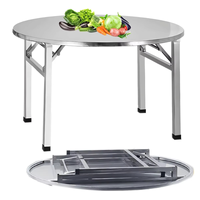 Table Ronde Moderne Runwood en Acier Inoxydable Pliable pour Intérieur/Extérieur, Mariages, Banquets et Fêtes