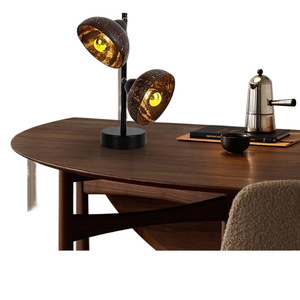 Coconut Shell Bedside Table <b>Lamp</b> E26 <b>LED</b> Eye Caring Ambient <b>Light</b> For Bedroom Cafe Decoration Vintage Style - Product Image 4