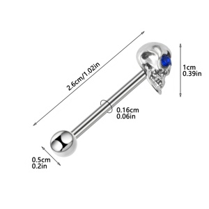 Nouveaux Piercings <span class=keywords><strong>de</strong></span> <span class=keywords><strong>Langue</strong></span> Élégants et Personnalisés en Acier Inoxydable, Ornés <span class=keywords><strong>de</strong></span> Diamants en Forme <span class=keywords><strong>de</strong></span> Crâne, Vente en Gros - Product Image 5