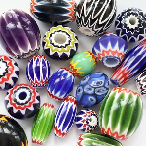 Glass Chevron Beads millefiori glass beads lampwork beads for jewelry making