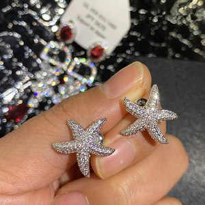 Orecchini a perno con zirconi a forma di stella marina, stile oceano, minimali, carini, gioielli da donna con temperamento elegante - Product Image 3