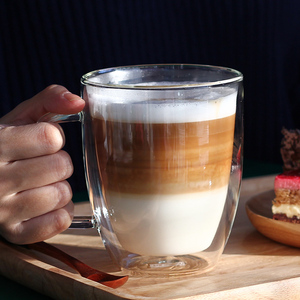 Tazas de Café Personalizadas de Vidrio Borosilicato de Doble Pared Transparente de 16 oz con Asa, Taza de Café de Doble Capa de 250 ml - Product Image 3