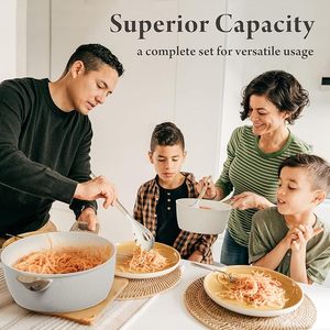 Geling nhà máy Trung Quốc không dính cảm ứng nhà bếp Frying Pan sets bán buôn công suất lớn kem trắng gốm <span class=keywords><strong>Cookware</strong></span> sets - Product Image 6