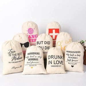 Bolsas de Regalo Personalizadas con Logotipo para Invitados de Boda, Kit para la <span class=keywords><strong>Resaca</strong></span>, de Algodón y Lino de Alta Calidad - Product Image 6