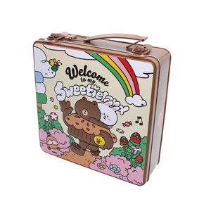 علبة صفيح زخرفية عتيقة بمقبض قصدير معدني مقبض لصفيح مضغ العلكة الحلوى أو الشوكولاتة - Product Image 2