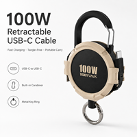 Câble USB C rétractable DOKIY 100W OEM ODM avec crochet de transport portable
