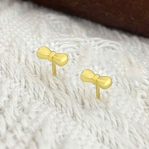 Wholesale Cute Design New Girls 18K Gold Plated Bow <b>Stud</b> Earrings for Women - Product Image 5