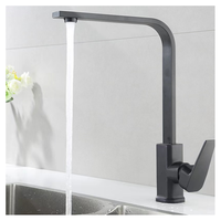 Robinet de cuisine moderne noir brossé électroplaqué, tube carré, mitigeur chaud/froid à poignée unique pour évier, avec cartouche céramique