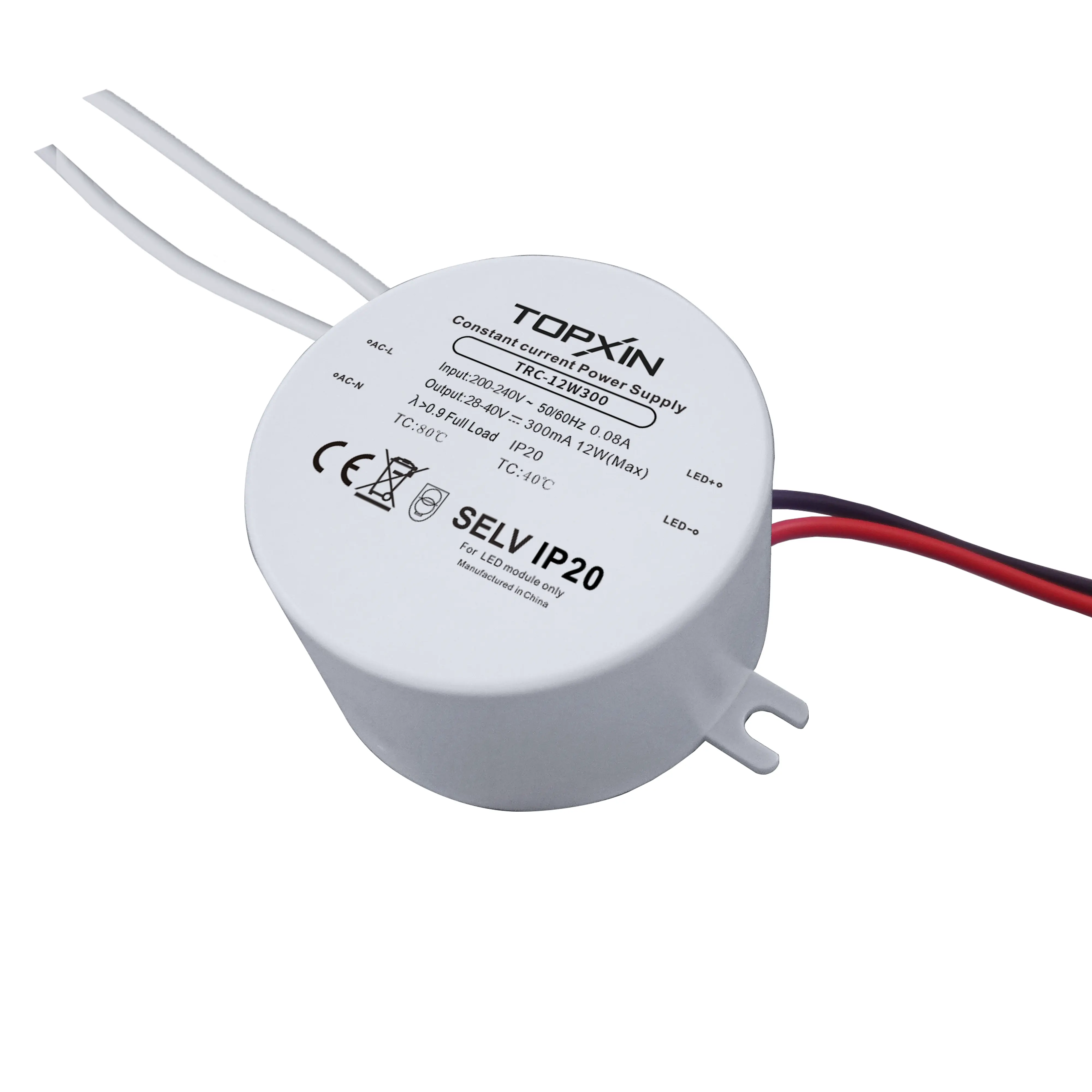 12W 28-40VDC 300ma Constant Current LED Driver Switching Power Supply No Flicker High PF Round Shape AC to DC for panel light