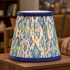 Colorful Cotton Fabric <b>Lampshade</b> | Handmade Pleated <b>Drum</b> Shade for Table, Floor & Pendant Lighting - Product Image 2