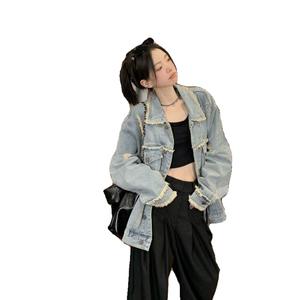 2025 Otoño Invierno mujer Retro desgastado rasgado chaqueta de mezclilla de moda suelta versátil Tops abrigo de estilo americano - Product Image 2