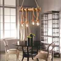 Lampes suspendues vintage en corde de bambou, luminaires de style loft, corde de chanvre pour lampe suspendue de cuisine, décoration de café, bar, luminaires décoratifs