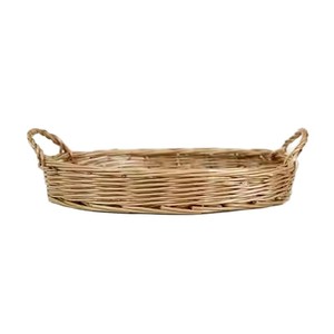 Panier à fruits rond en osier tressé, plateau de 29 cm, panier de rangement pour bureau, plateau à collations pour salon - Product Image 3