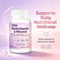 Comprimés multivitaminés OEM/ODM pour adultes, 14 vitamines et minéraux, favorise le métabolisme énergétique, 60 unités