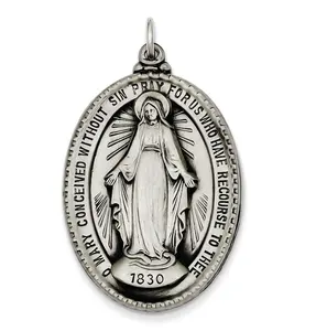 AIU Antique Sterling silver Mary jewelry medal customized pendant for necklace
