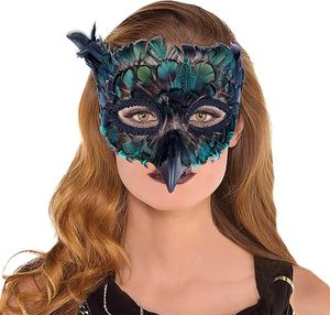 หน้ากากแฟนซีขนนกสำหรับงานปาร์ตี้ฮาโลวีน มาร์ดิกราส์ คอสเพลย์ รูปสัตว์ นก กา นกยูง - Product Image 5