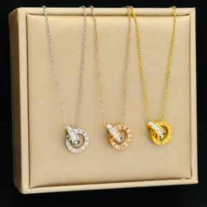 สร้อยคอไทเทเนียมสีทอง ดีไซน์เรียบหรู ทันสมัย เหมาะกับทุกวัน สไตล์โซเชียลมีเดีย สำหรับผู้หญิง ขายส่ง - Product Image 5