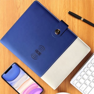Carnet d'affaires multifonctionnel <span class=keywords><strong>rechargeable</strong></span> en cuir A5 imprimé avec chargeur sans fil et batterie externe intégrée, idéal pour les cadeaux (modèle 2026) - Product Image 1