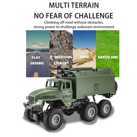 Camion de transport télécommandé à six roues à l'échelle 1:16 avec lumières, batterie rechargeable, jouet pour enfants, vert