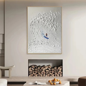 Peinture acrylique abstraite ciel et océan peinte à la main, toile neutre douce, art mural 3D pour la maison, l'hôtel, cadeau de décoration - Product Image 6