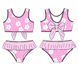 Vente d'été chaude décontracté rose imprimé fleuri à volants 2pc filles une pièce maillots de <span class=keywords><strong>bain</strong></span> plage-friendly bébé <span class=keywords><strong>fille</strong></span> <span class=keywords><strong>maillot</strong></span> de <span class=keywords><strong>bain</strong></span> - Product Image 2