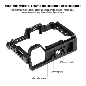 Plataforma estabilizadora de jaula de cámara de Metal más vendida PULUZ para <span class=keywords><strong>Sony</strong></span> A7 IV/A7M4/A7M3/A7R3/<span class=keywords><strong>A7R</strong></span> <span class=keywords><strong>III</strong></span>, plataforma de cámara de acción deportiva negra - Product Image 4