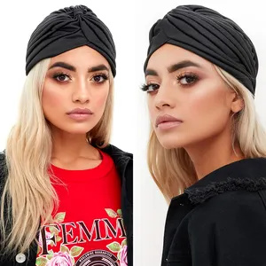 Türban Headcovers kadınlar düğümlü kafa şal moda metalik tasarlanmış Bonnets