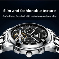 Reloj Mecánico POEDAGAR 1403 de Moda para Hombre, Reloj de Acero Inoxidable, Luminoso, Automático e Impermeable