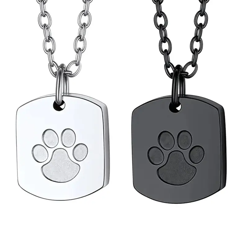 Gogem Openable Pet Ash Urn Pendant Stainless Steel Container Cat Dog Paw Necklace Memorial Cremation Jewelry