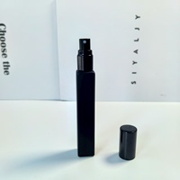 Offre Spéciale 10ml noir carré parfum verre vaporisateur épais Rectangle atomiseur clair vide voyage finition mate bouchon à vis