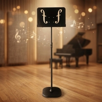 Pupitre de musique en métal robuste, réglable en hauteur, base stable, motif notes de musique, pour guitare et piano, fabrication OEM