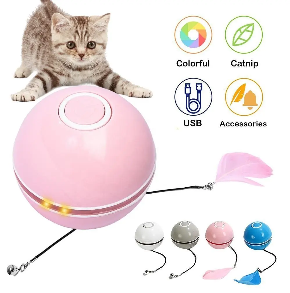 Jouet en plastique à led pour chat, balle interactive et stimulation automatique, amusant, interactif