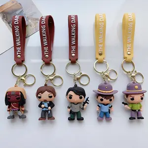 Cross border Cartoon The Walking Dead portachiavi 3D Action Figure Design PVC portachiavi zaino Hanger accessori portachiavi per auto