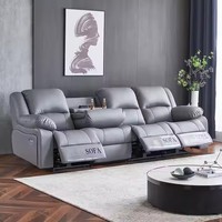 Canapé modulable convertible 4 places en cuir écologique de luxe moderne, inclinable et extensible, pour salon