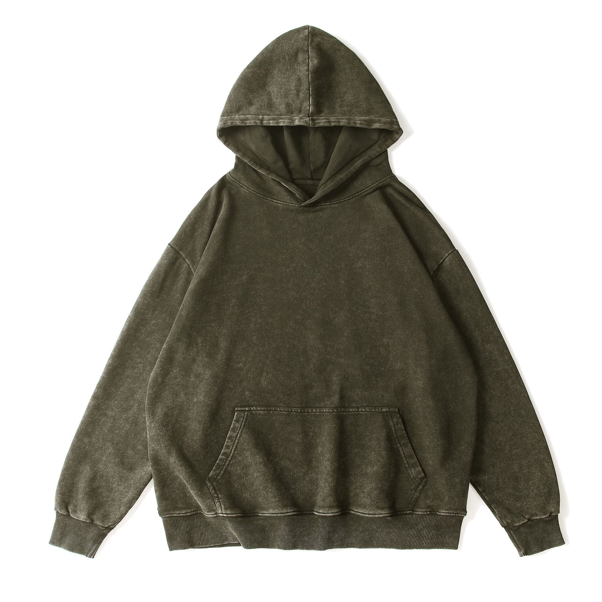 350g Pure Cotton Distressed Hooded Sweatshirt by GZOUERMAN