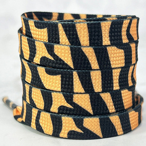 사용자 정의 다채로운 레오파드 무늬 신발 끈, 스포츠 및 캐주얼 신발에 적합한 플랫 폴리에스터 신발 끈, 8MM 인쇄 신발 끈 - Product Image 6