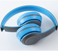 Headphone Nirkabel P47 Open-Ear Lipat Bahan ABS dengan LED, Stereo HIFI, Earphone Musik dengan Mikrofon, Dapat Dipasang di Kepala