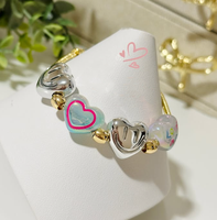 Bracelet mignon avec visage souriant pour femmes, bracelet en chaîne serpent plaqué or réglable avec breloque cœur coloré, bracelet souriant