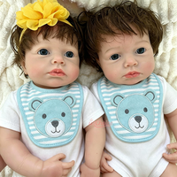 18-Zoll LOULOU Vollsilikon-Reborn-Puppe mit handgearbeitetem Haar und realistischen Hautdetails, Schnuller erhältlich