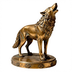 Armadietto del vino realistico dipinto a mano realistico da giardino all'aperto con figurina animale in resina di <span class=keywords><strong>lupo</strong></span> in stile americano - Product Image 3
