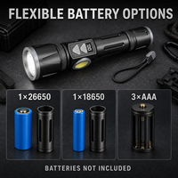 Lampe torche LED rechargeable 30W 1200LM avec zoom, lumière latérale COB, batterie externe Type C, magnétique, pour camping et situations d'urgence