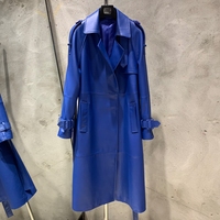 Vestes longues en cuir de haute qualité, manteau en cuir d'agneau véritable, trench-coat long pour femmes