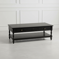 Table basse rectangulaire en chêne massif de style français moderne et traditionnel avec tiroir, mobilier de luxe pour salon