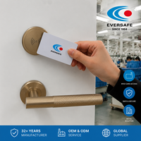 Serrure de porte intelligente pour hôtel en laiton avec carte 13,56 MHz |   Alarme anti-effraction dorée |   Compatible avec les portes en acier |   Homologué UL |