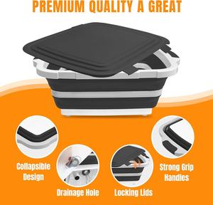 Lot de 2 bacs de préparation pliables XL pour barbecue avec couvercle égouttoir et planche à découper intégrée, en plastique PP, compatibles lave-vaisselle, grand récipient alimentaire sûr - Product Image 2